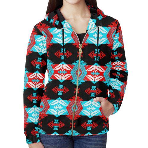 Sovereign Nation Trade Blanket v2 All Over Print Full Zip Hoodie for Women (Model H14) All Over Print Full Zip Hoodie for Women (H14) e-joyer 