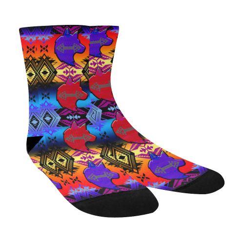 Soveriegn Nation Sunset with Wolf Crew Socks Crew Socks e-joyer 