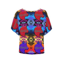 Load image into Gallery viewer, Soveriegn Nation Sunset with Wolf Women&#39;s Batwing-Sleeved Blouse T shirt (Model T44) Women&#39;s Batwing-Sleeved Blouse T shirt (T44) e-joyer 
