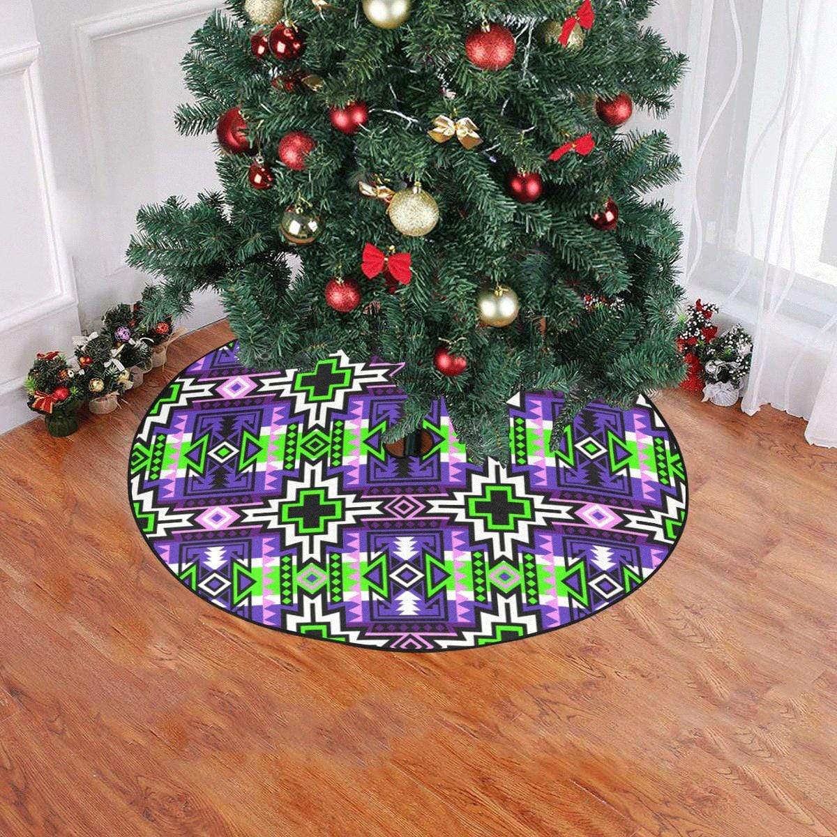 Star Blanket Moon Shadow Christmas Tree Skirt 47" x 47" Christmas Tree Skirt e-joyer 