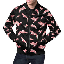 Load image into Gallery viewer, Strawberry Black All Over Print Bomber Jacket for Men (Model H19) All Over Print Bomber Jacket for Men (H19) e-joyer 
