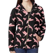 Load image into Gallery viewer, Strawberry Black All Over Print Full Zip Hoodie for Women (Model H14) All Over Print Full Zip Hoodie for Women (H14) e-joyer 
