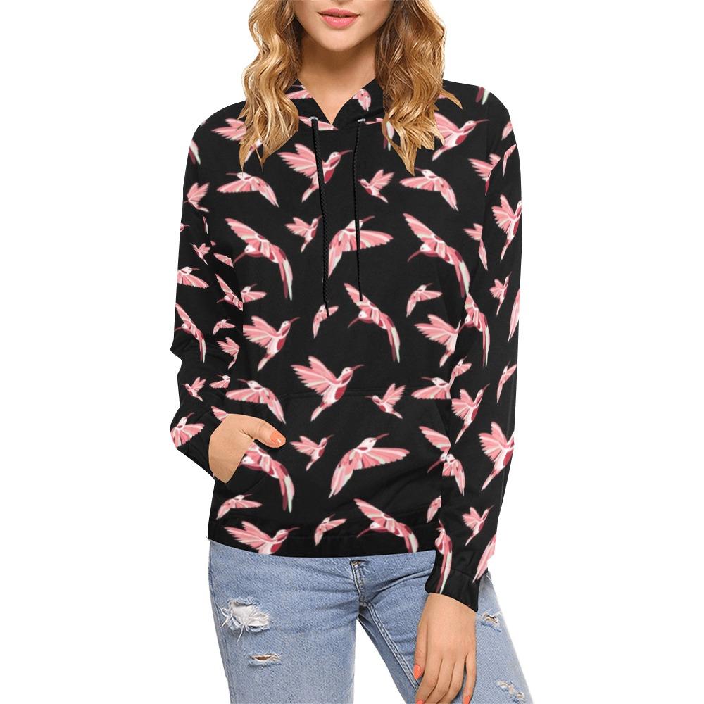 Strawberry Black All Over Print Hoodie for Women (USA Size) (Model H13) All Over Print Hoodie for Women (H13) e-joyer 