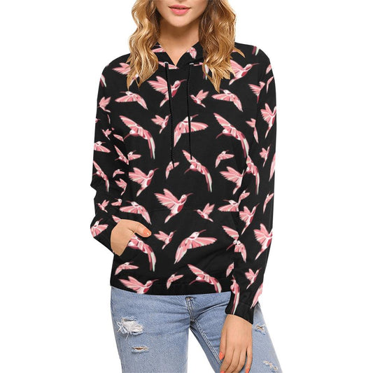 Strawberry Black All Over Print Hoodie for Women (USA Size) (Model H13) All Over Print Hoodie for Women (H13) e-joyer 