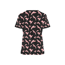 Load image into Gallery viewer, Strawberry Black All Over Print Scrub Top Scrub Top e-joyer 
