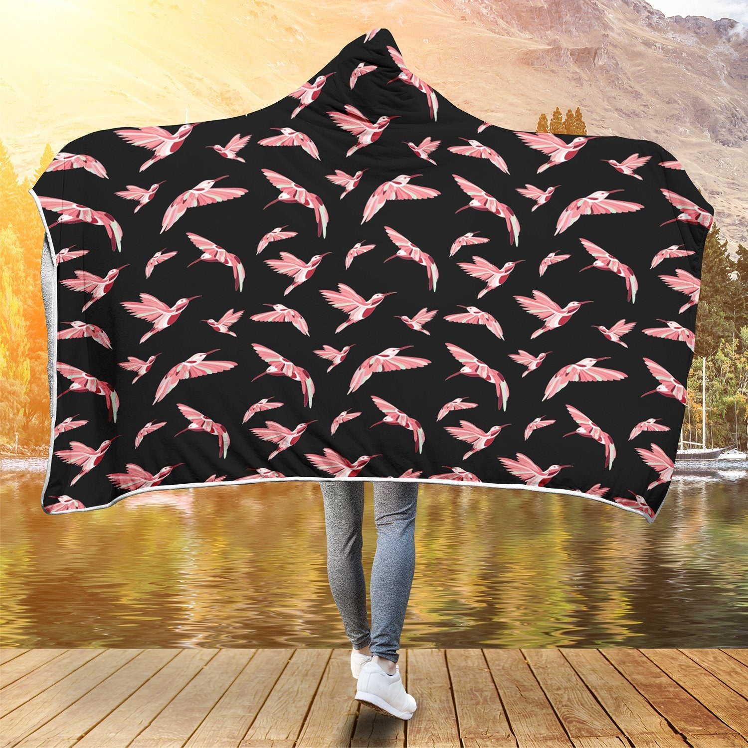 Strawberry Black Hooded Blanket blanket 49 Dzine 