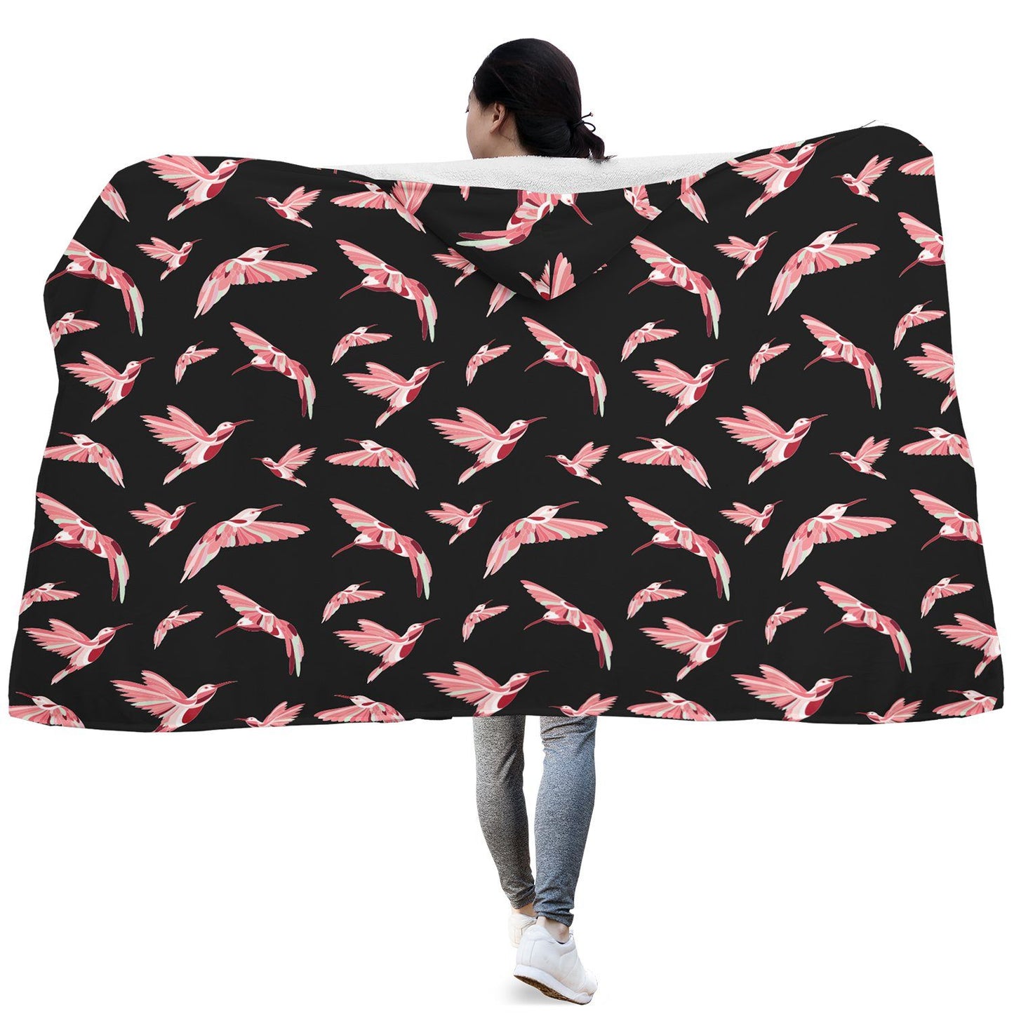 Strawberry Black Hooded Blanket blanket 49 Dzine 