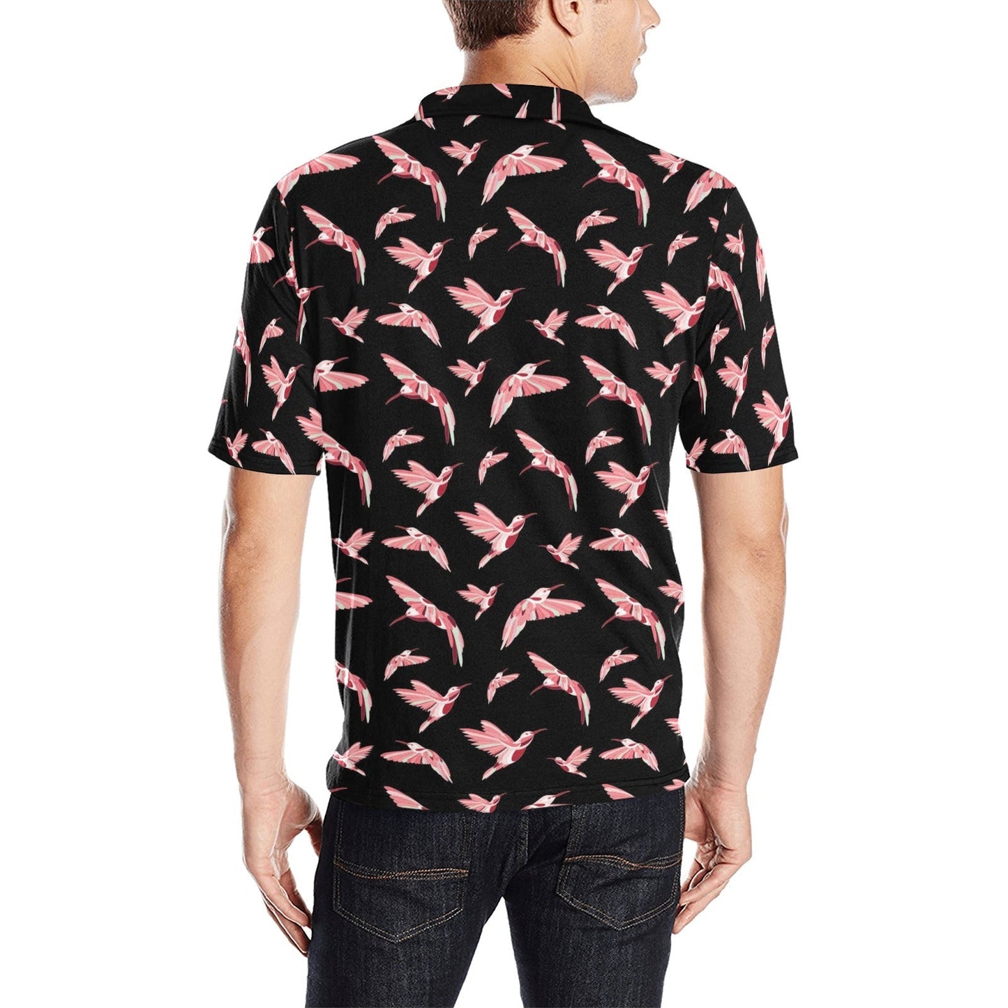 Strawberry Black Men's All Over Print Polo Shirt (Model T55) Men's Polo Shirt (Model T55) e-joyer 