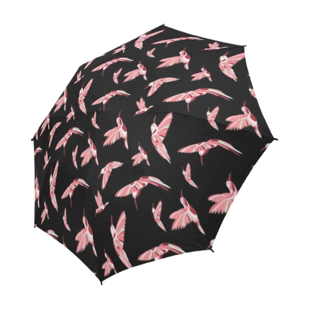 Strawberry Black Semi-Automatic Foldable Umbrella (Model U05) Semi-Automatic Foldable Umbrella e-joyer 