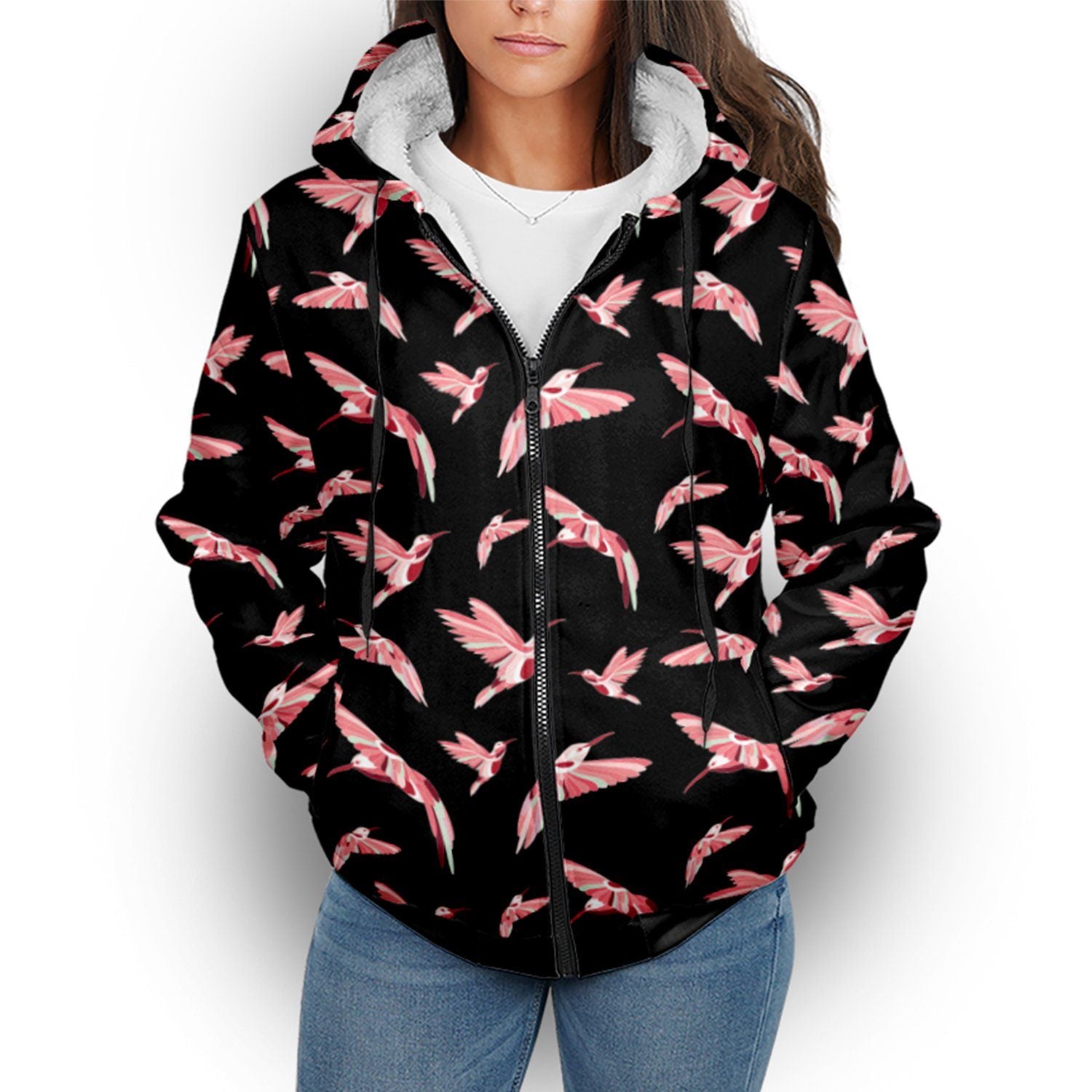 Strawberry Black Sherpa Hoodie hoodie Herman 