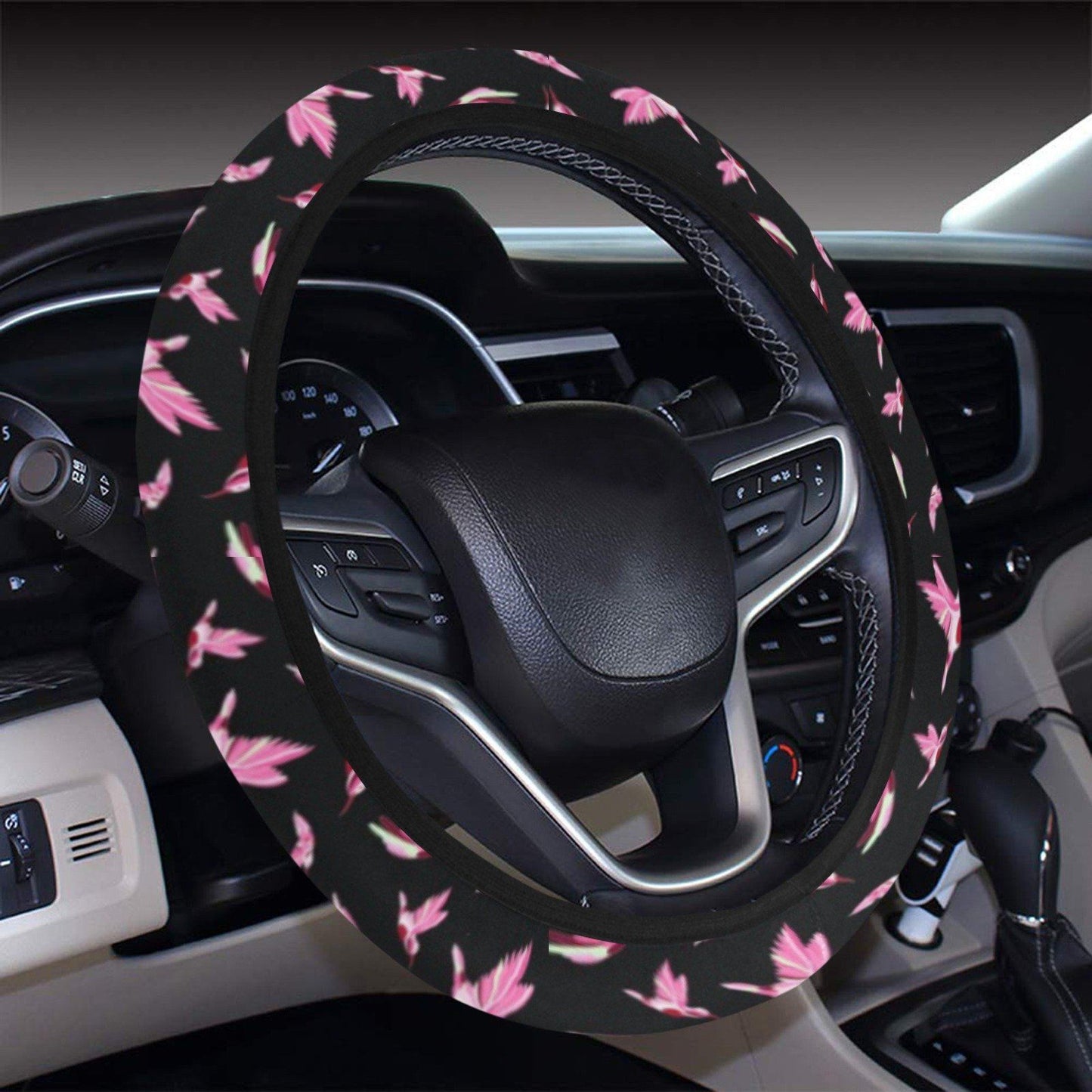 Strawberry Black Steering Wheel Cover with Elastic Edge Steering Wheel Cover with Elastic Edge e-joyer 