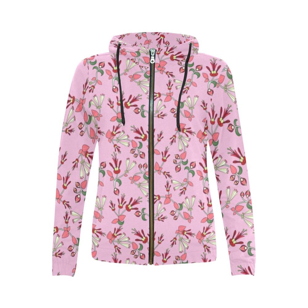Strawberry Floral All Over Print Full Zip Hoodie for Women (Model H14) All Over Print Full Zip Hoodie for Women (H14) e-joyer 