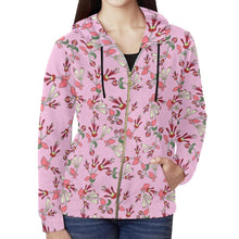 Load image into Gallery viewer, Strawberry Floral All Over Print Full Zip Hoodie for Women (Model H14) All Over Print Full Zip Hoodie for Women (H14) e-joyer 
