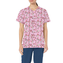 Load image into Gallery viewer, Strawberry Floral All Over Print Scrub Top Scrub Top e-joyer 
