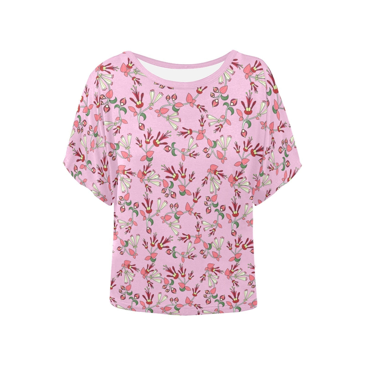 Strawberry Floral Batwing Blouse – Women's Top by 49 Dzine