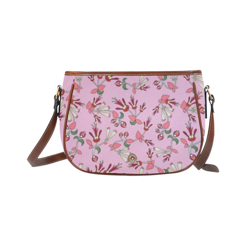 Strawberry Floral Saddle Bag/Large (Model 1649) Saddle Bag/Large e-joyer 