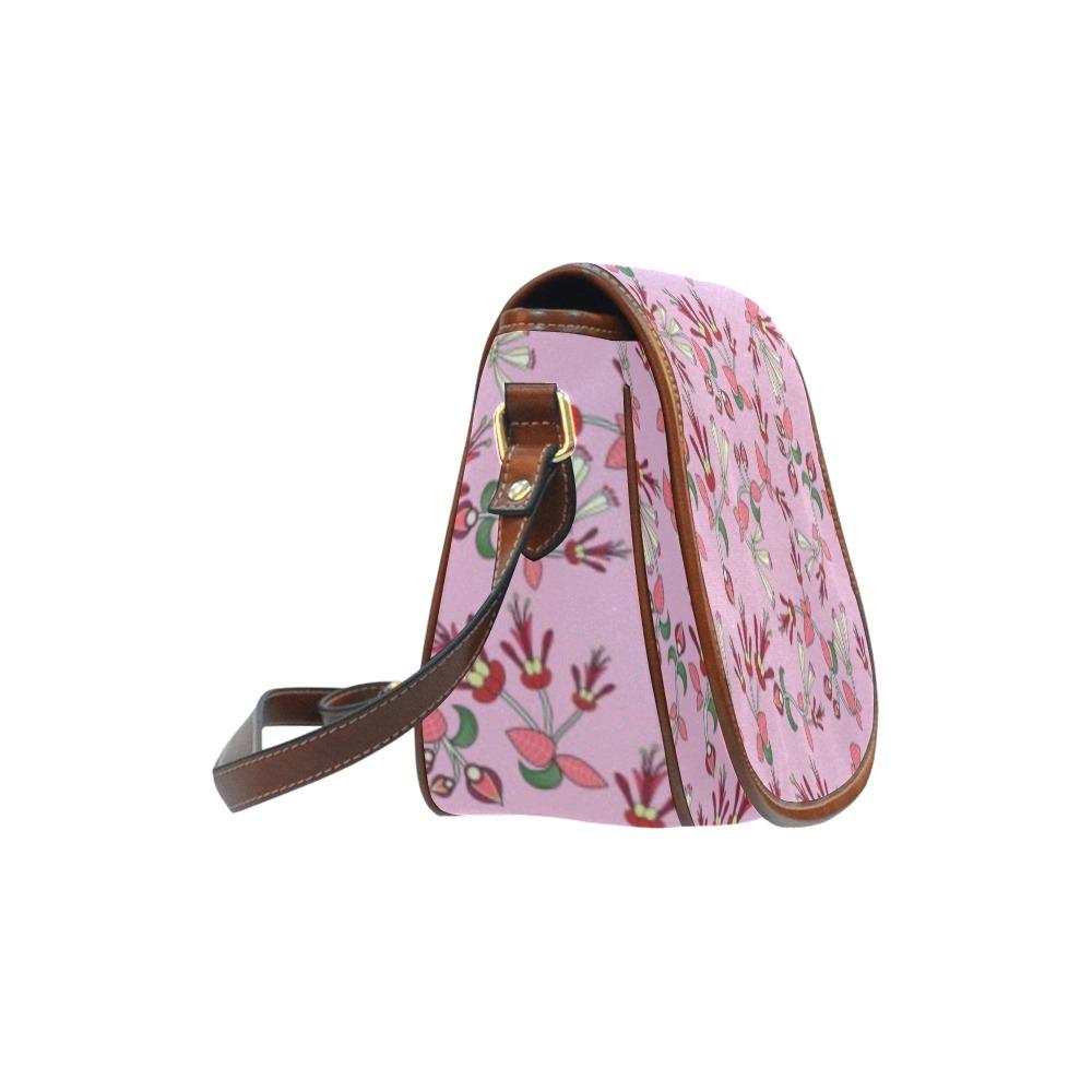 Strawberry Floral Saddle Bag/Large (Model 1649) Saddle Bag/Large e-joyer 