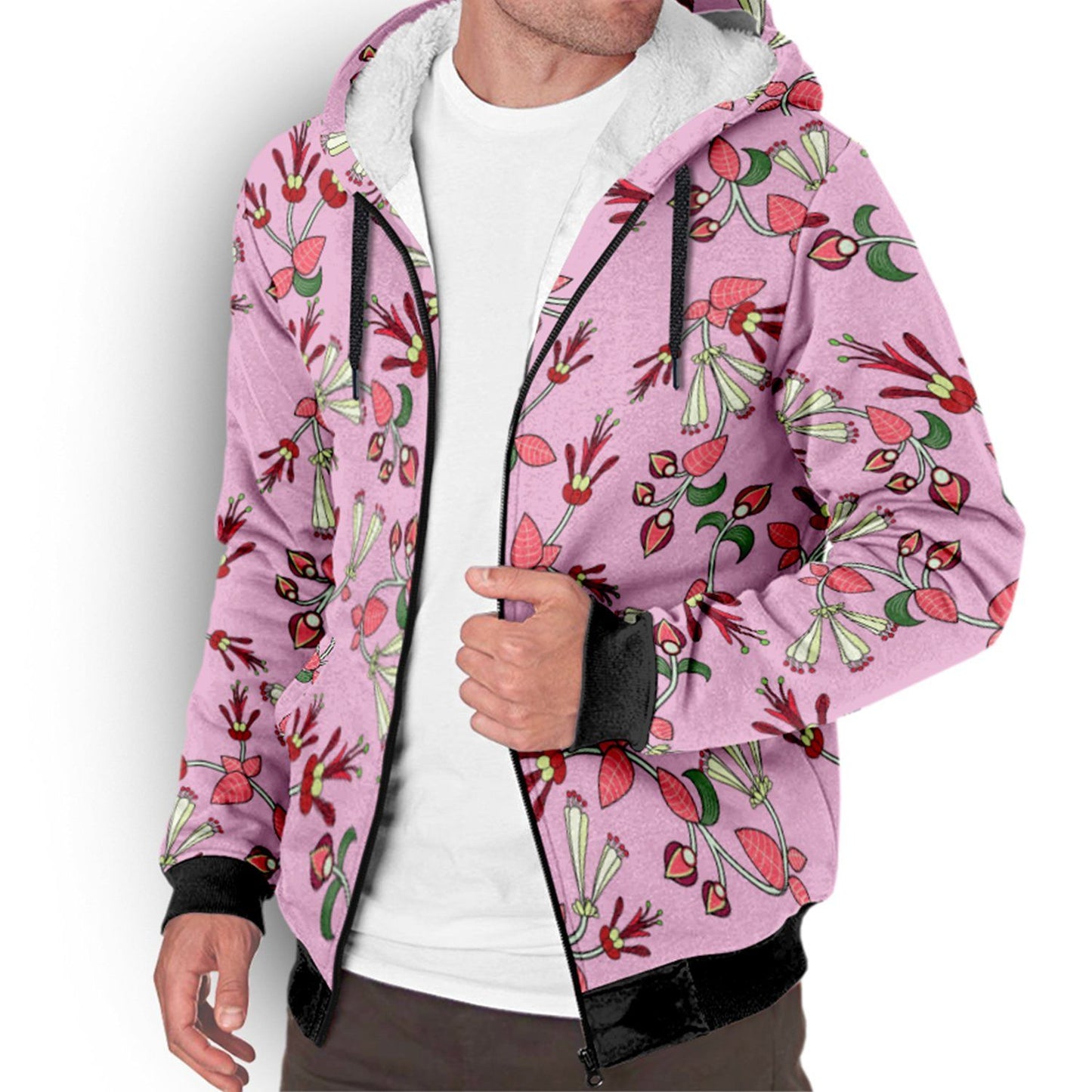 Strawberry Floral Sherpa Hoodie hoodie Herman 