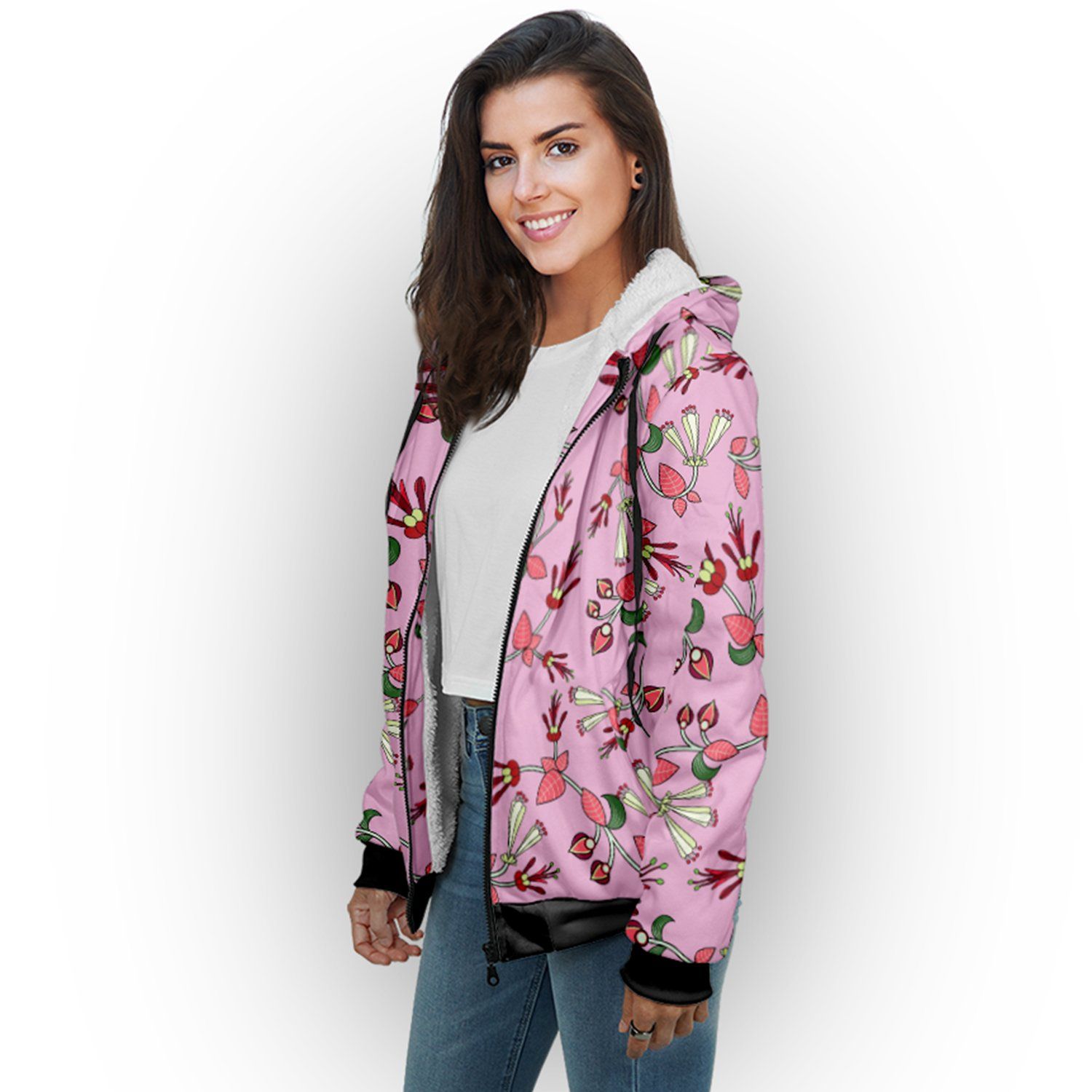 Strawberry Floral Sherpa Hoodie hoodie Herman 