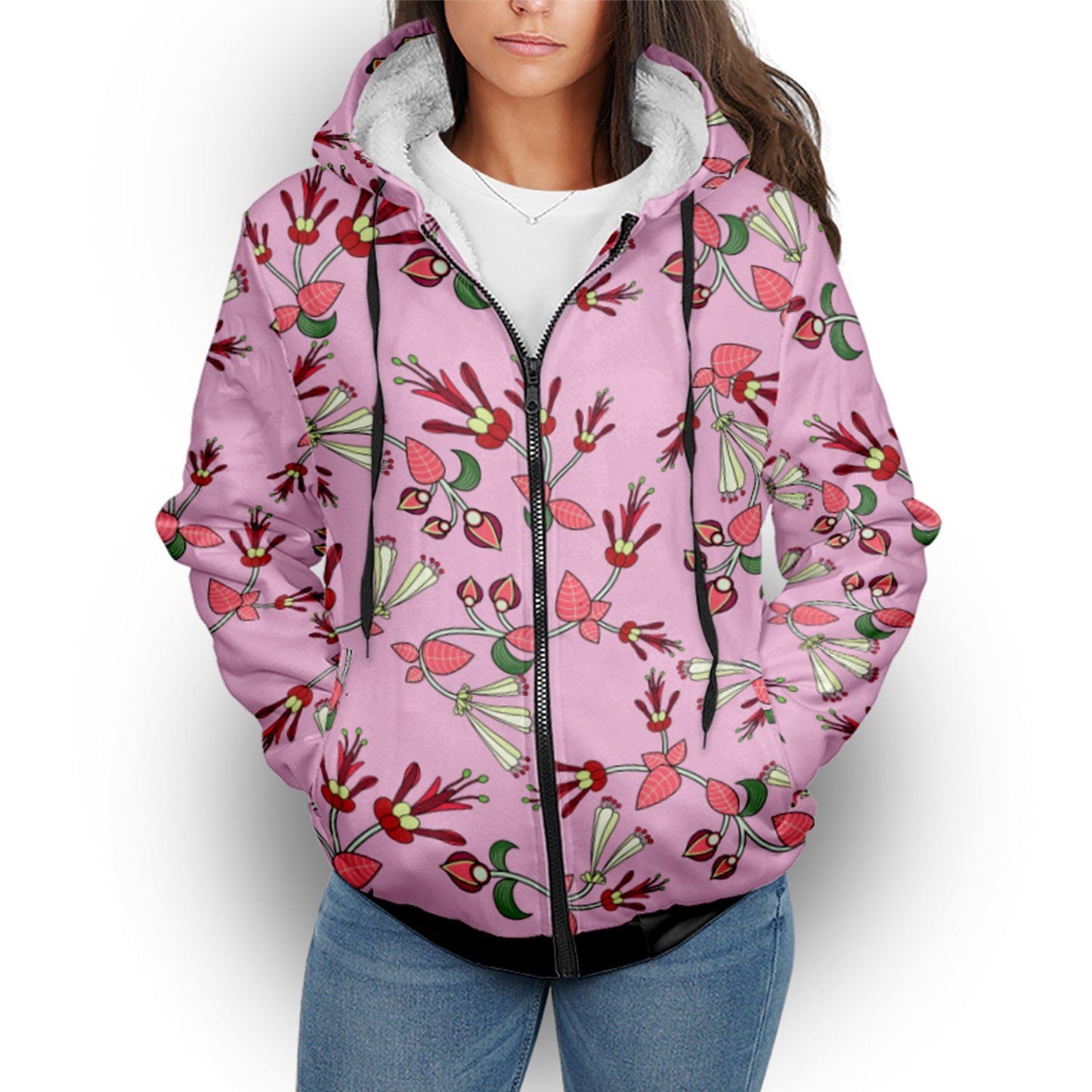 Strawberry Floral Sherpa Hoodie hoodie Herman 