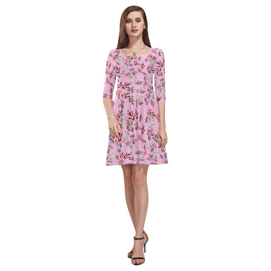 Strawberry Floral Tethys Half-Sleeve Skater Dress(Model D20) Tethys Half-Sleeve Skater Dress (D20) e-joyer 