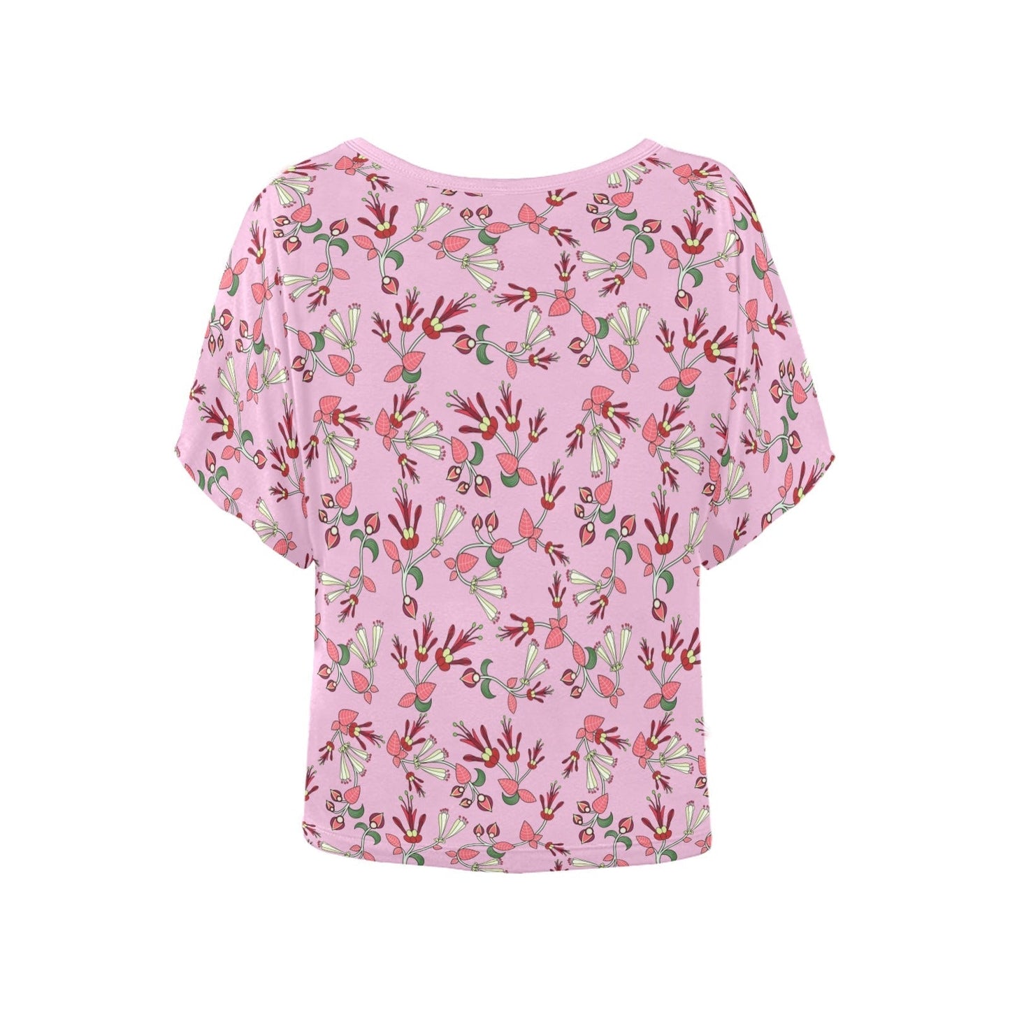 Strawberry Floral Women's Batwing-Sleeved Blouse T shirt (Model T44) Women's Batwing-Sleeved Blouse T shirt (T44) e-joyer 