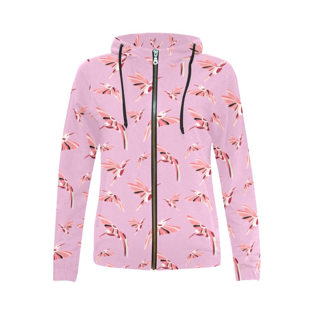 Strawberry Pink All Over Print Full Zip Hoodie for Women (Model H14) All Over Print Full Zip Hoodie for Women (H14) e-joyer 