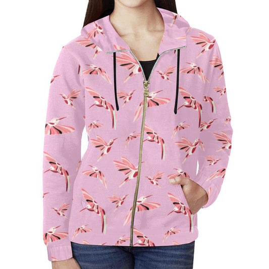 Strawberry Pink All Over Print Full Zip Hoodie for Women (Model H14) All Over Print Full Zip Hoodie for Women (H14) e-joyer 