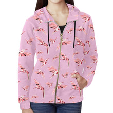 Load image into Gallery viewer, Strawberry Pink All Over Print Full Zip Hoodie for Women (Model H14) All Over Print Full Zip Hoodie for Women (H14) e-joyer 
