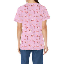 Load image into Gallery viewer, Strawberry Pink All Over Print Scrub Top Scrub Top e-joyer 
