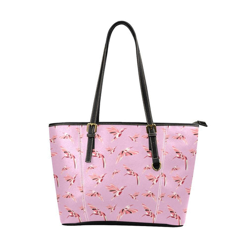 Strawberry Pink Leather Tote Bag/Large (Model 1640) Leather Tote Bag (1640) e-joyer 