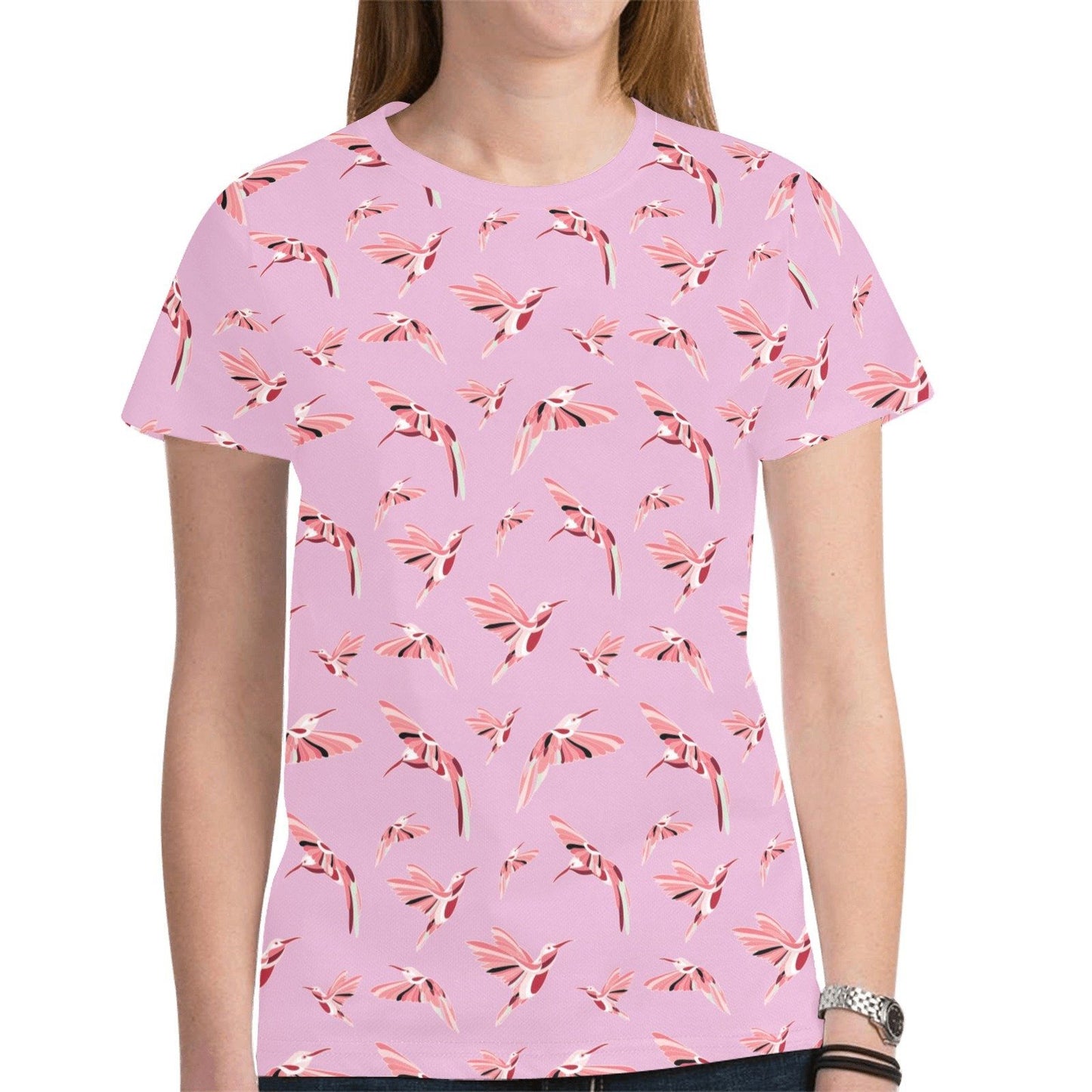 Strawberry Pink New All Over Print T-shirt for Women (Model T45) tshirt e-joyer 