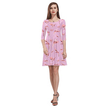 Load image into Gallery viewer, Strawberry Pink Tethys Half-Sleeve Skater Dress(Model D20) Tethys Half-Sleeve Skater Dress (D20) e-joyer 
