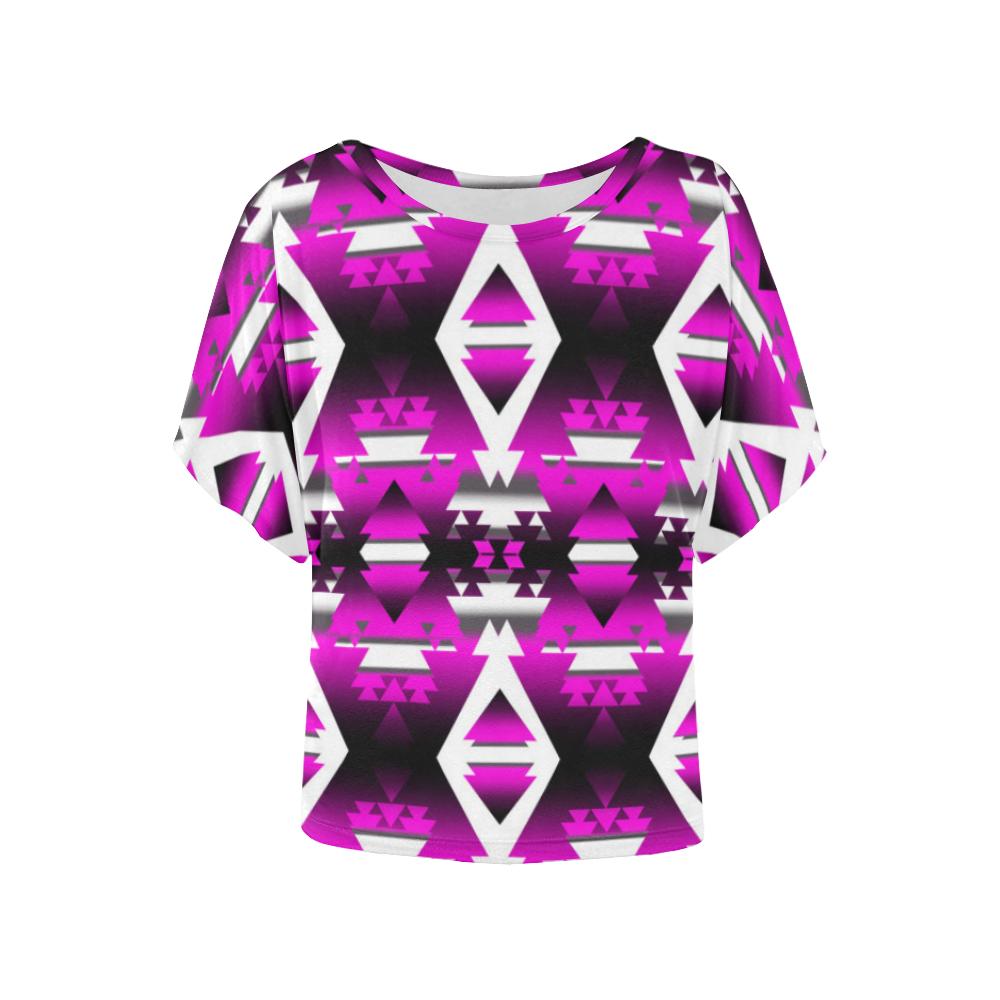 Sunset Winter Camp Women's Batwing-Sleeved Blouse T shirt (Model T44) Women's Batwing-Sleeved Blouse T shirt (T44) e-joyer 