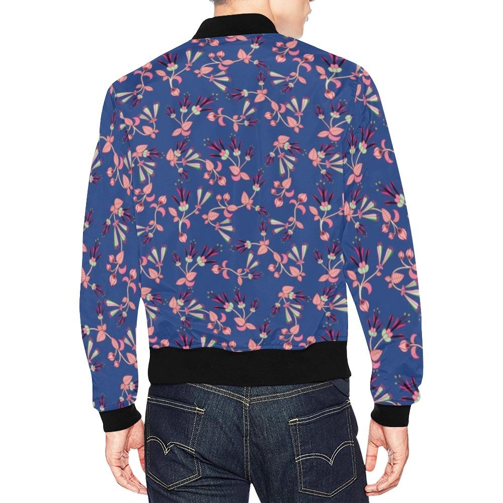 Swift Floral Peach Blue All Over Print Bomber Jacket for Men (Model H19) Jacket e-joyer 