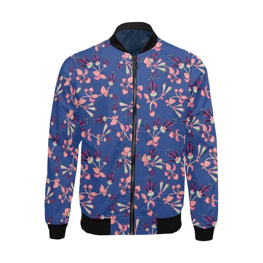 Swift Floral Peach Blue All Over Print Bomber Jacket for Men (Model H19) Jacket e-joyer 