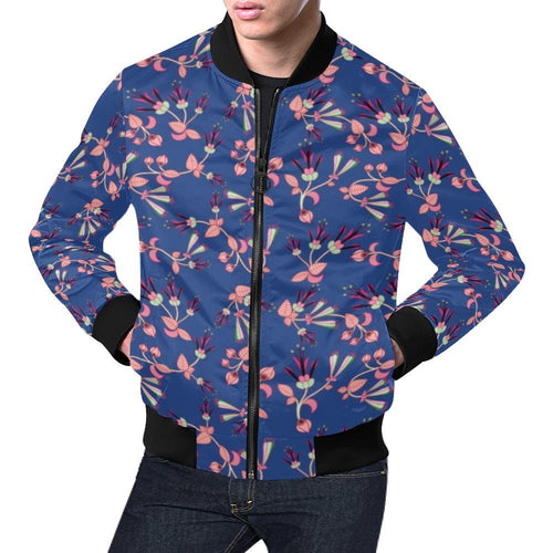 Swift Floral Peach Blue All Over Print Bomber Jacket for Men (Model H19) Jacket e-joyer 