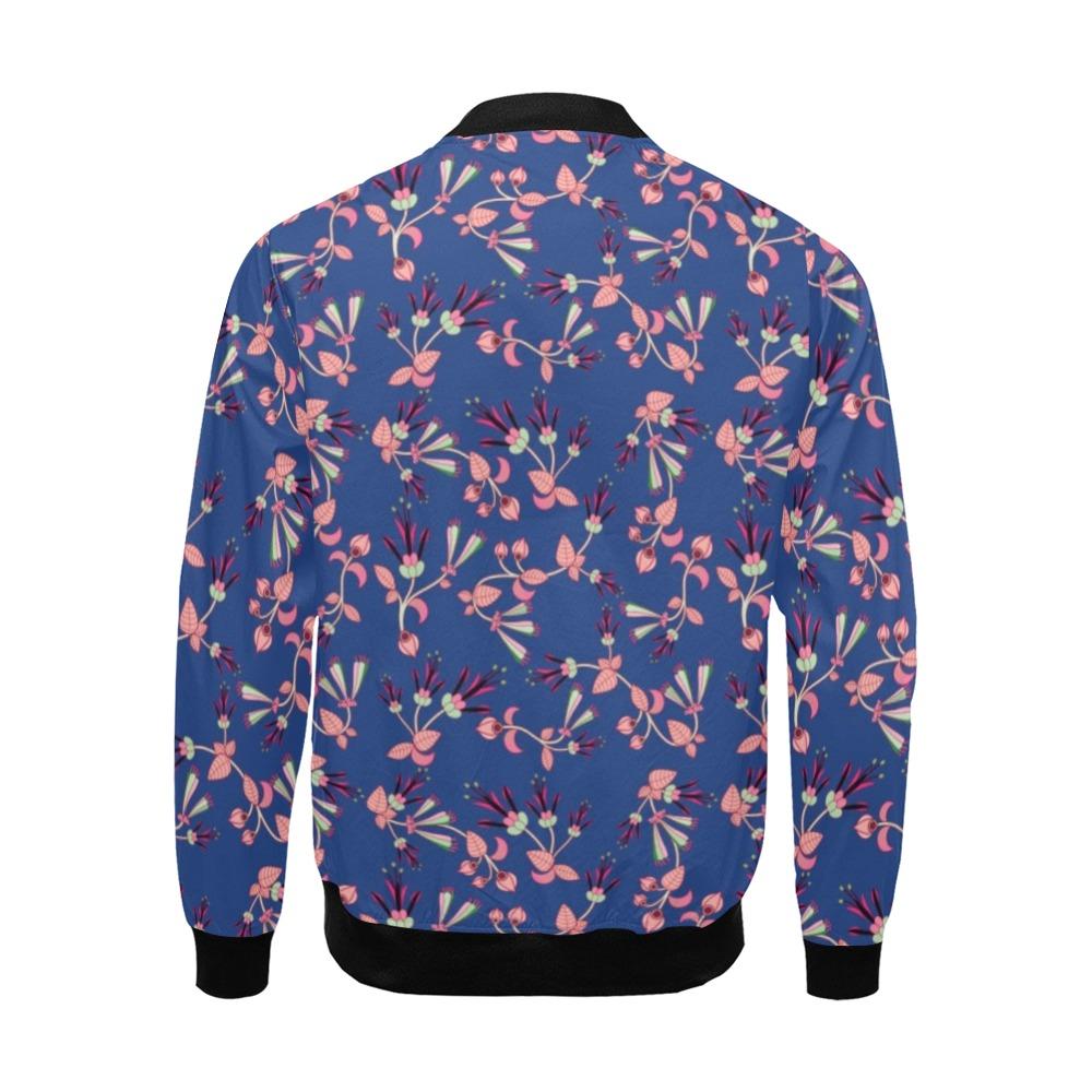 Swift Floral Peach Blue All Over Print Bomber Jacket for Men (Model H19) Jacket e-joyer 