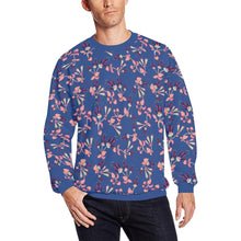 Load image into Gallery viewer, Swift Floral Peach Blue All Over Print Crewneck Sweatshirt for Men (Model H18) shirt e-joyer 
