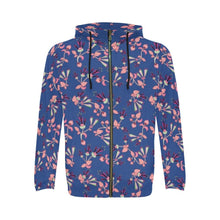 Load image into Gallery viewer, Swift Floral Peach Blue All Over Print Full Zip Hoodie for Men (Model H14) All Over Print Full Zip Hoodie for Men (H14) e-joyer 
