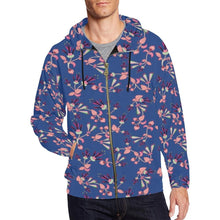 Load image into Gallery viewer, Swift Floral Peach Blue All Over Print Full Zip Hoodie for Men (Model H14) All Over Print Full Zip Hoodie for Men (H14) e-joyer 
