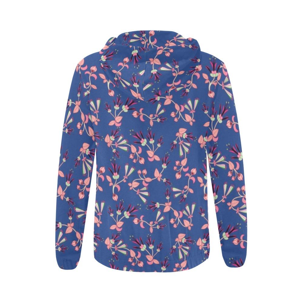 Swift Floral Peach Blue All Over Print Full Zip Hoodie for Women (Model H14) All Over Print Full Zip Hoodie for Women (H14) e-joyer 