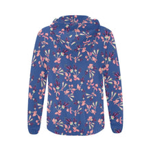 Load image into Gallery viewer, Swift Floral Peach Blue All Over Print Full Zip Hoodie for Women (Model H14) All Over Print Full Zip Hoodie for Women (H14) e-joyer 
