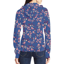 Load image into Gallery viewer, Swift Floral Peach Blue All Over Print Full Zip Hoodie for Women (Model H14) All Over Print Full Zip Hoodie for Women (H14) e-joyer 
