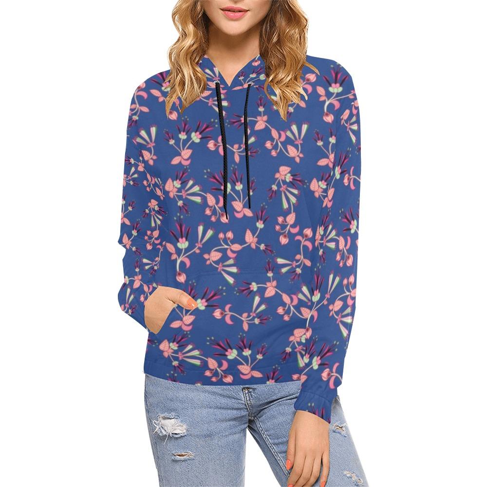 Swift Floral Peach Blue All Over Print Hoodie for Women (USA Size) (Model H13) All Over Print Hoodie for Women (H13) e-joyer 
