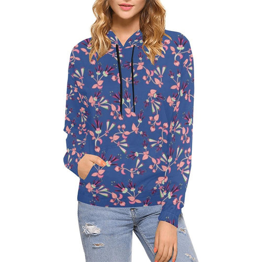 Swift Floral Peach Blue All Over Print Hoodie for Women (USA Size) (Model H13) All Over Print Hoodie for Women (H13) e-joyer 