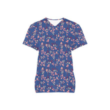 Load image into Gallery viewer, Swift Floral Peach Blue All Over Print Scrub Top Scrub Top e-joyer 
