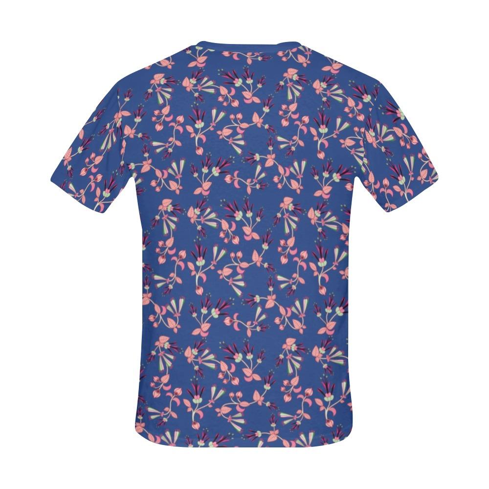 Swift Floral Peach Blue All Over Print T-Shirt for Men (USA Size) (Model T40) All Over Print T-Shirt for Men (T40) e-joyer 