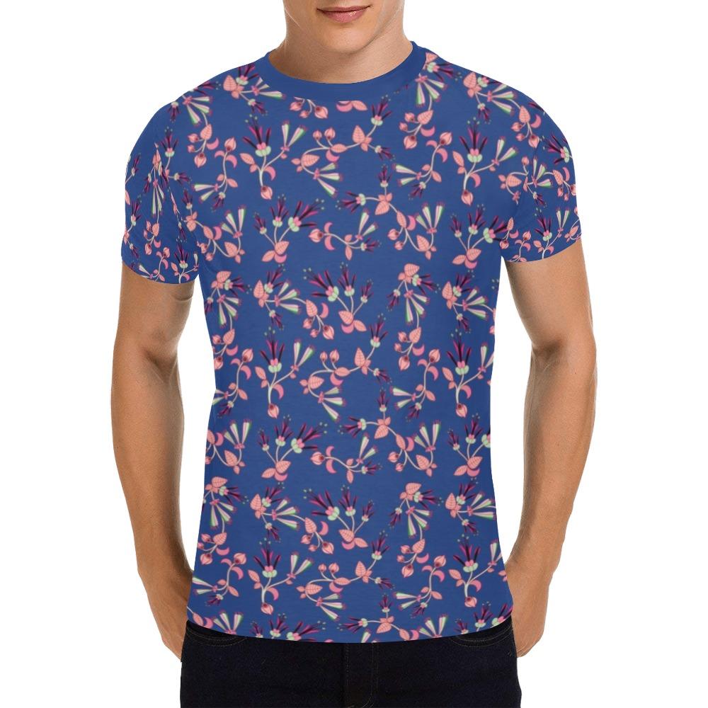 Swift Floral Peach Blue All Over Print T-Shirt for Men (USA Size) (Model T40) All Over Print T-Shirt for Men (T40) e-joyer 