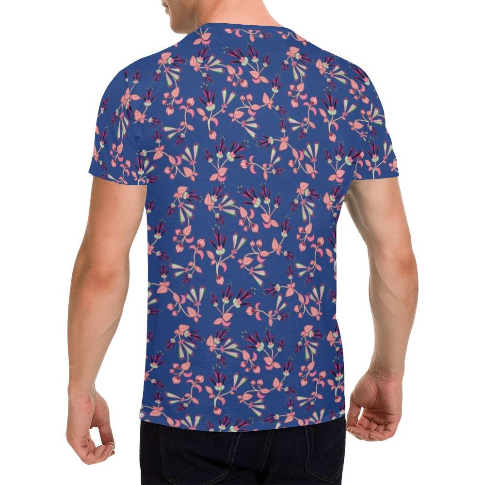 Swift Floral Peach Blue All Over Print T-Shirt for Men (USA Size) (Model T40) All Over Print T-Shirt for Men (T40) e-joyer 